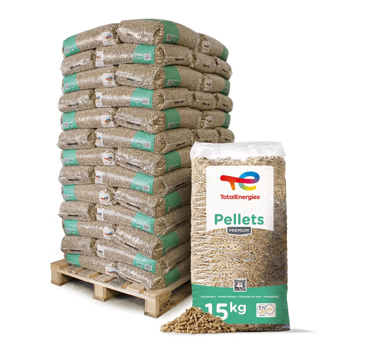 TotalEnergies Premium ENplus A1 Holzpellets Weichholz - 975 kg Palette (65 x 15 kg)