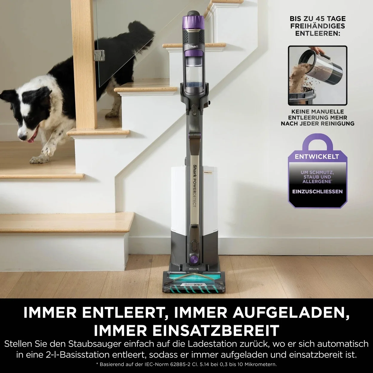 Akku-Staubsauger Shark IP3251EUT PowerDetect mit Absaugstation und bis zu 70 Min. Laufzeit