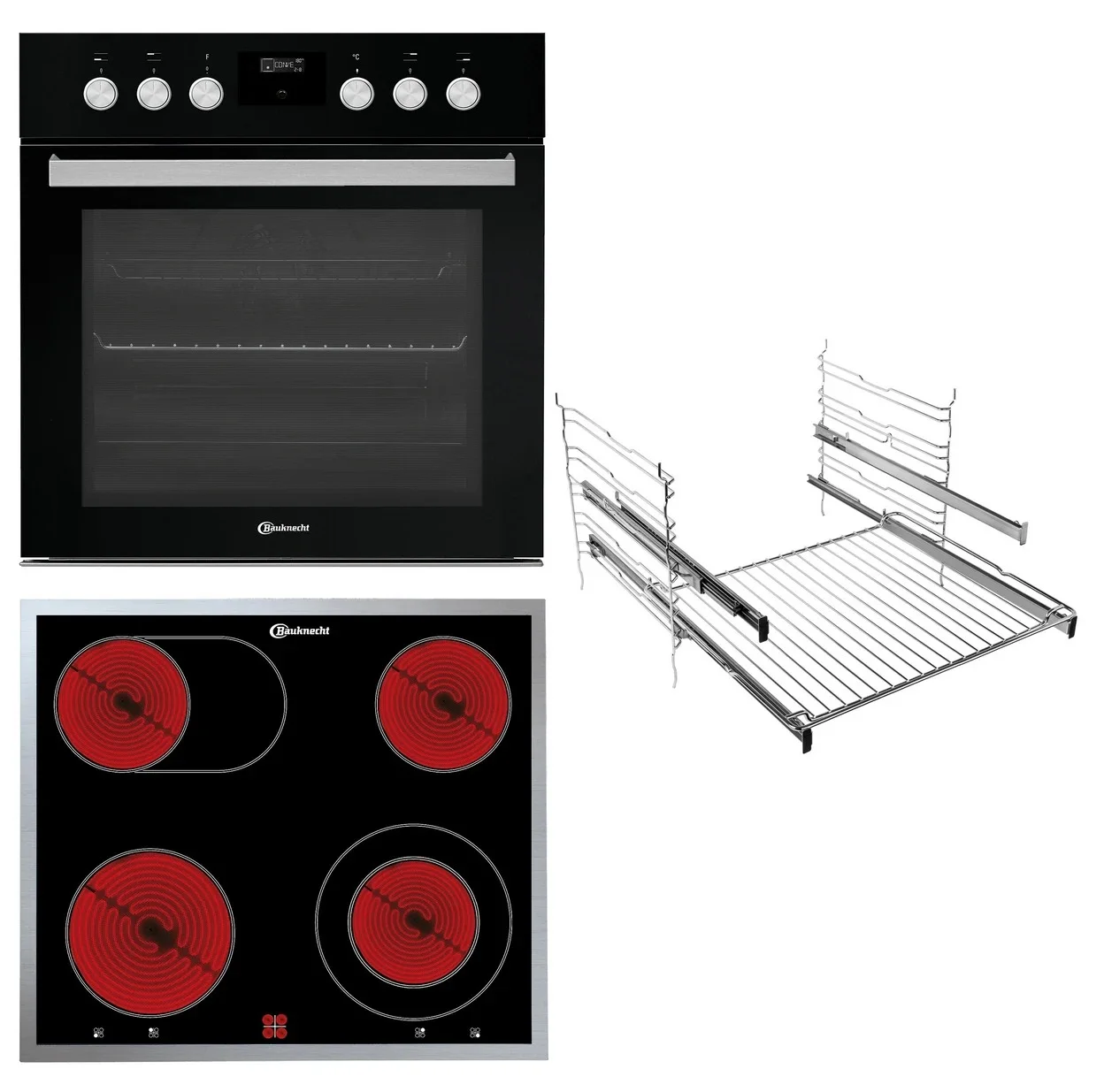 Einbauherdset Bauknecht HEKO BLACK 500 P mit Pyrolyse und 14 Backofenfunktionen