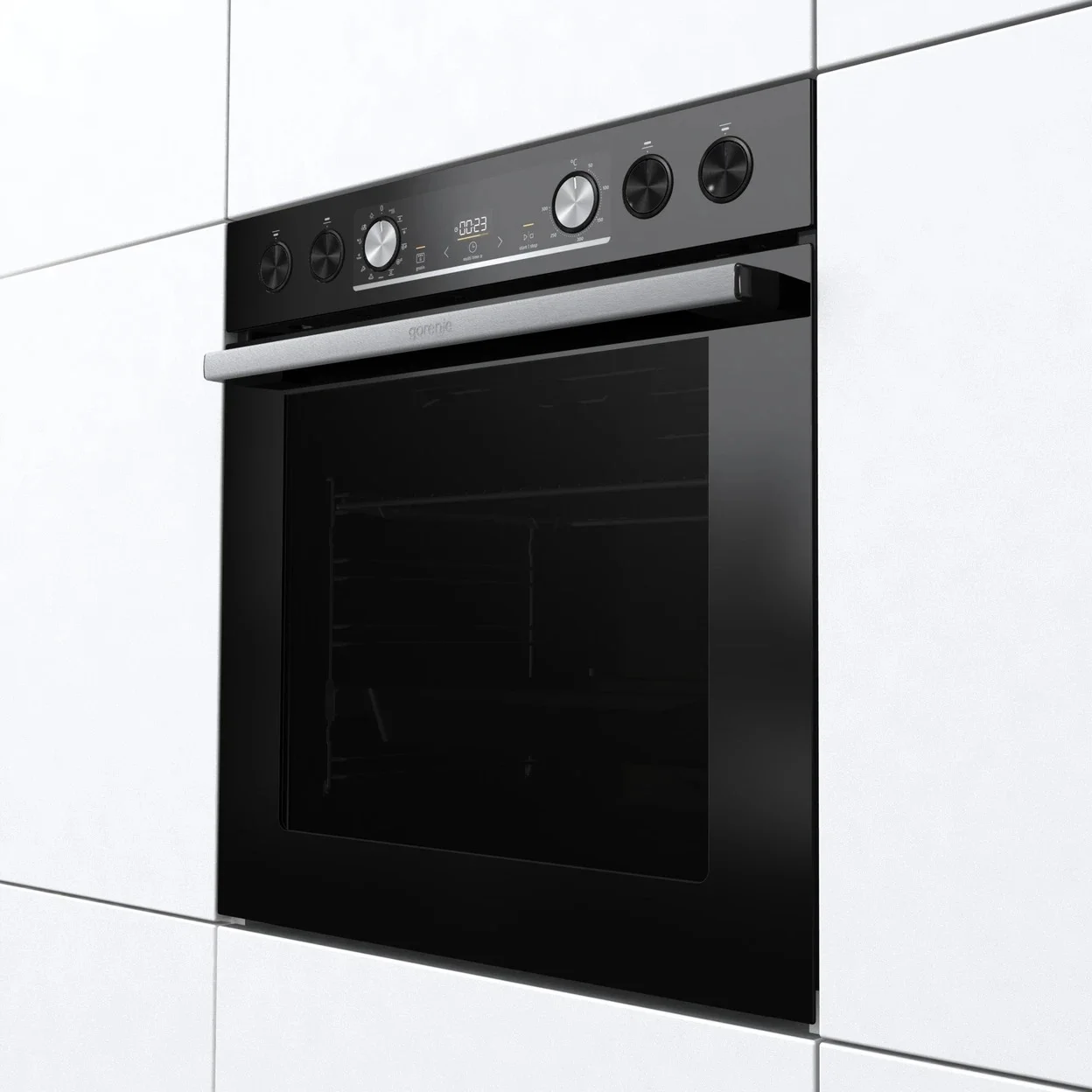 Herdkombination Gorenje Black Set 5 Induction (BCIX6737E05BG+GI6400BXDE) mit 77 l Garraum und 23-cm-Kochzone