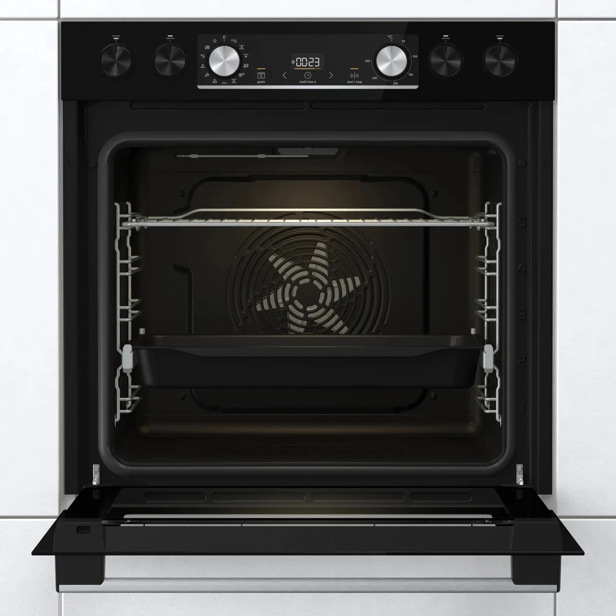 Herdkombination Gorenje Black Set 5 Induction (BCIX6737E05BG+GI6400BXDE) mit 77 l Garraum und 23-cm-Kochzone