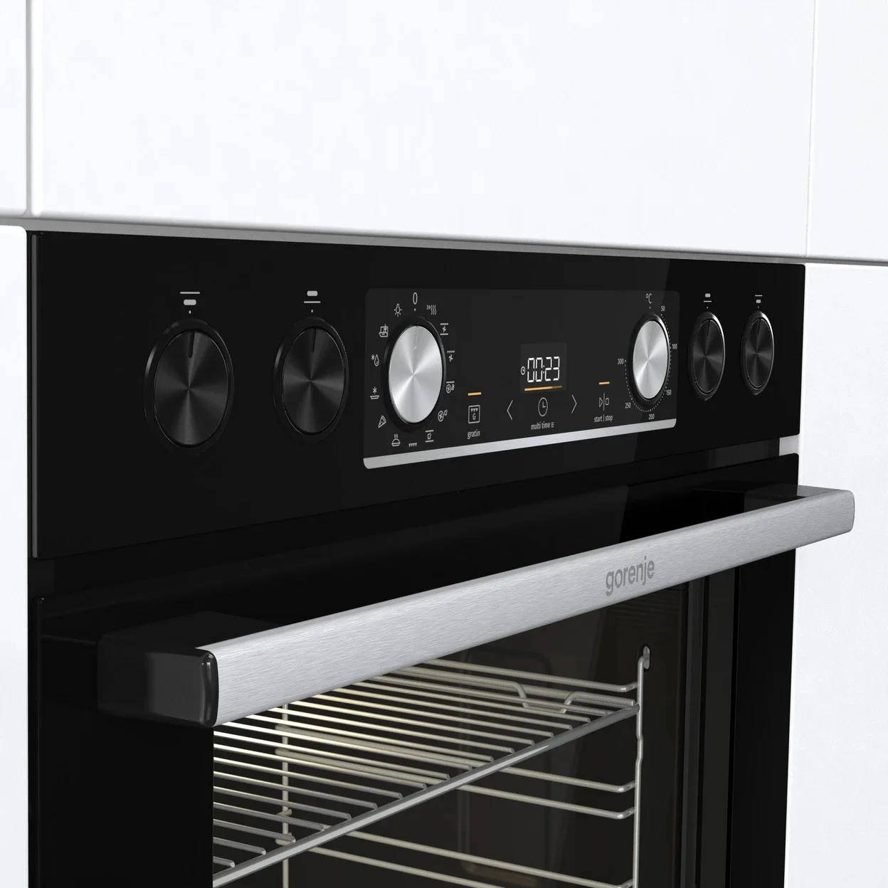 Herdkombination Gorenje Black Set 5 Induction (BCIX6737E05BG+GI6400BXDE) mit 77 l Garraum und 23-cm-Kochzone