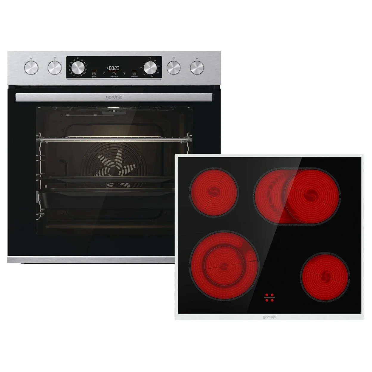 Herdkombination Gorenje Steel Set 4 (BCS6737E06X+ECD634X) mit 77 l Garraum und Bräterzone