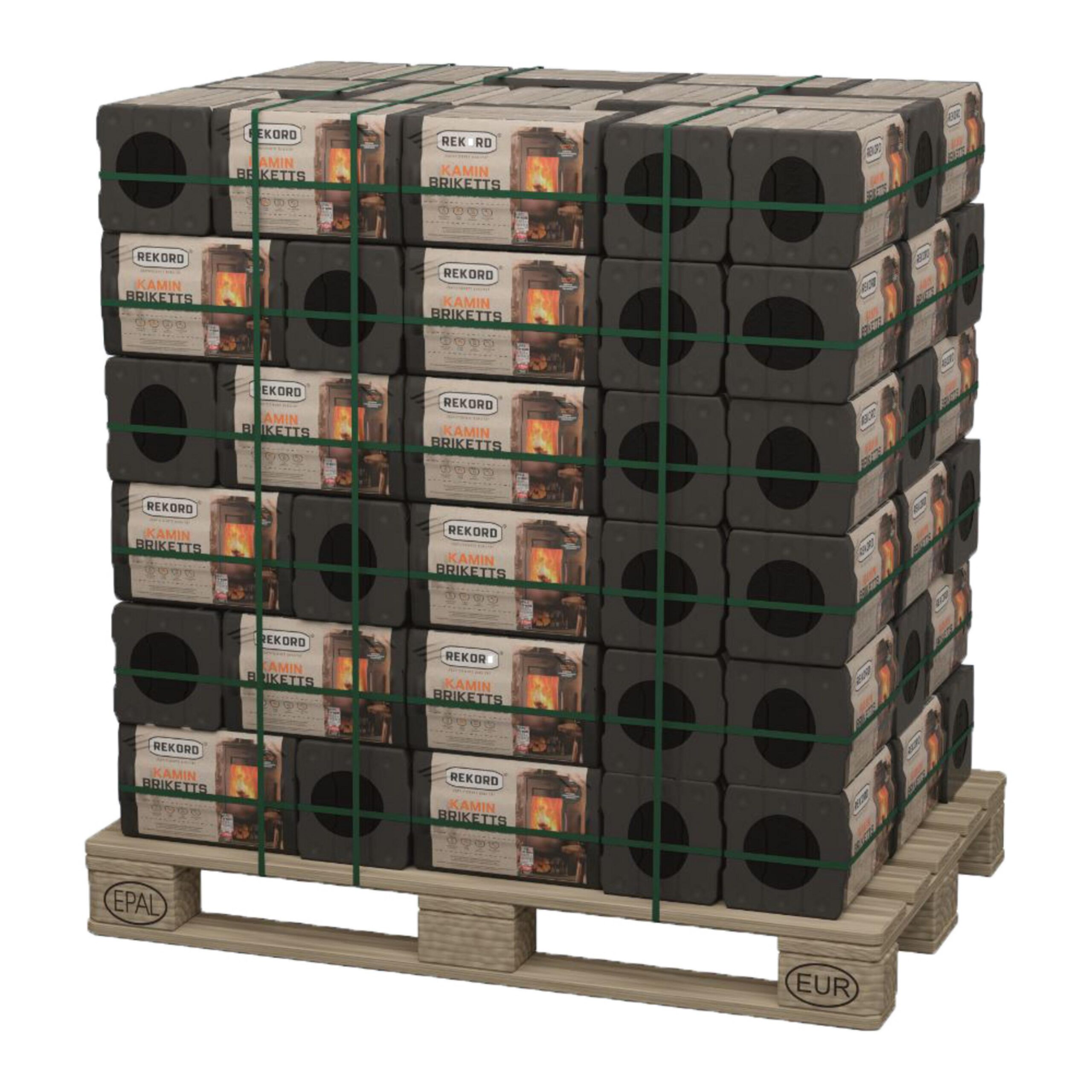 REKORD Braunkohlebriketts - 900 kg Palette (90 x 10 kg Papiertragepack)