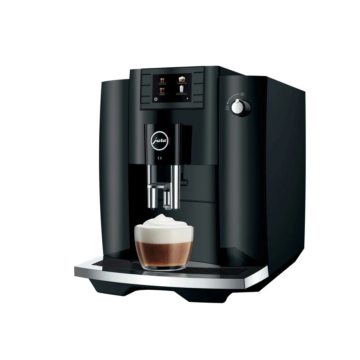 Kaffeevollautomat JURA E6 (EC) Piano Black mit 280 g Bohnenbehälter und 1