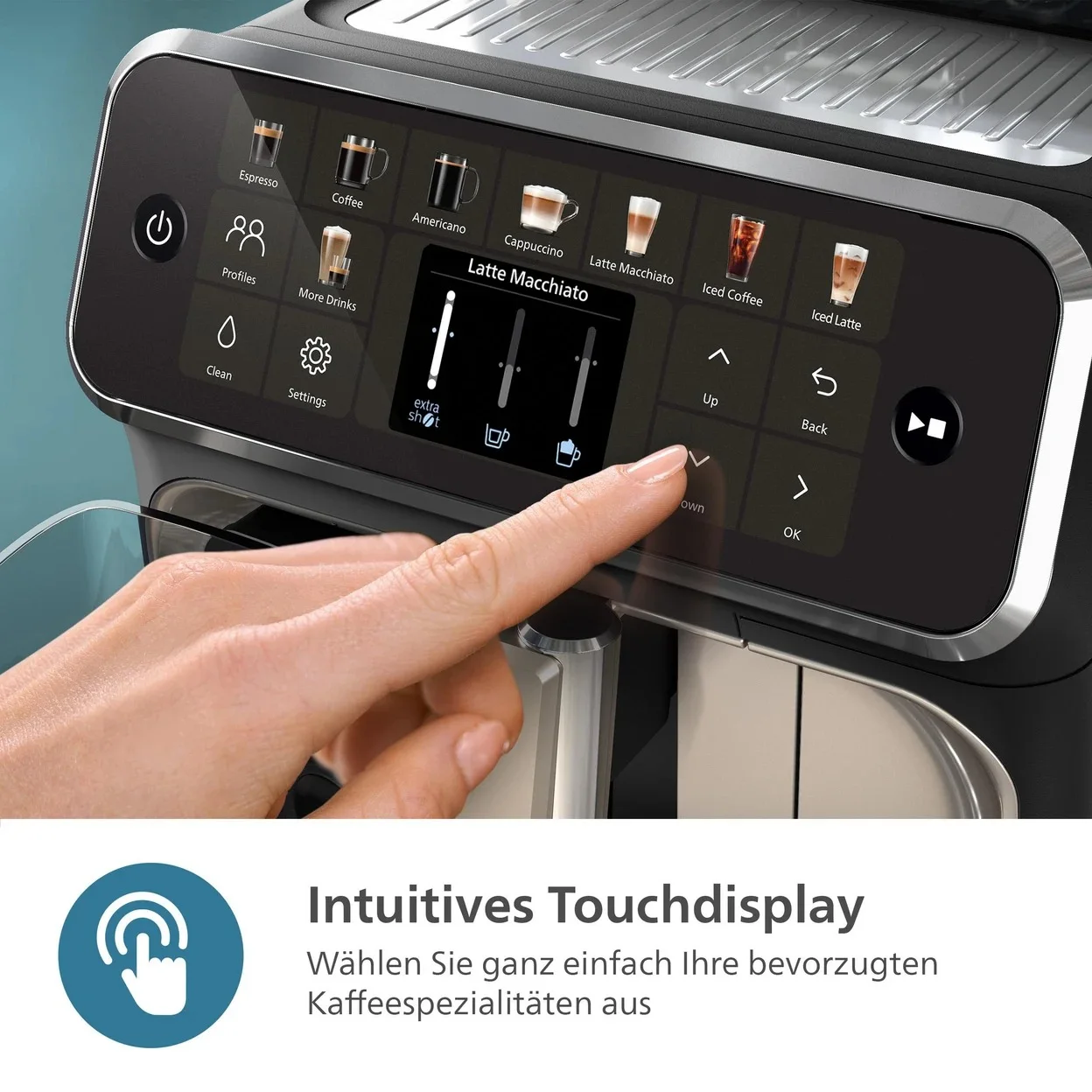 Kaffeevollautomat Philips EP5547/90 mit 19 heißen und eisgekühlten Getränken und 12 Mahlstufen