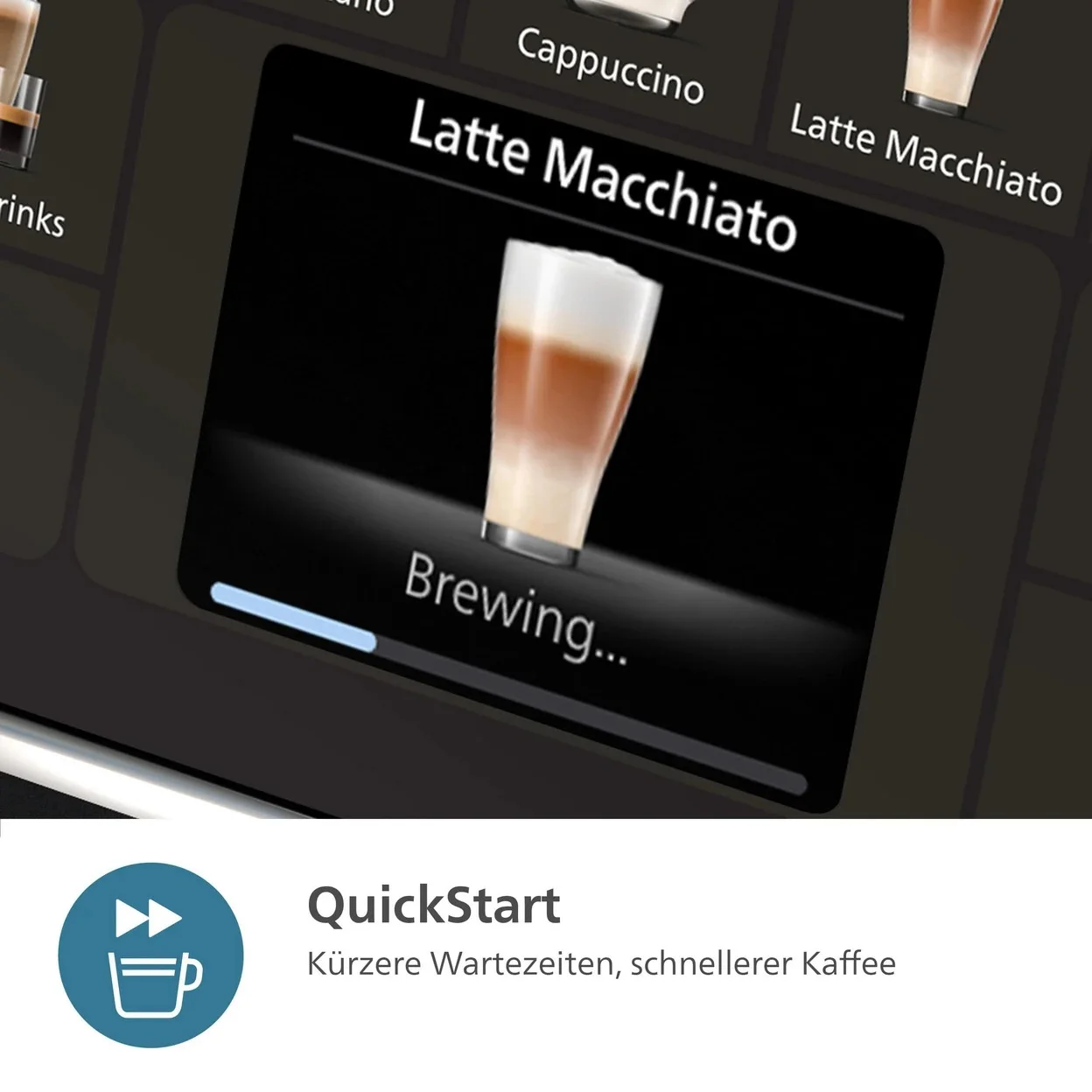Kaffeevollautomat Philips EP5547/90 mit 19 heißen und eisgekühlten Getränken und 12 Mahlstufen