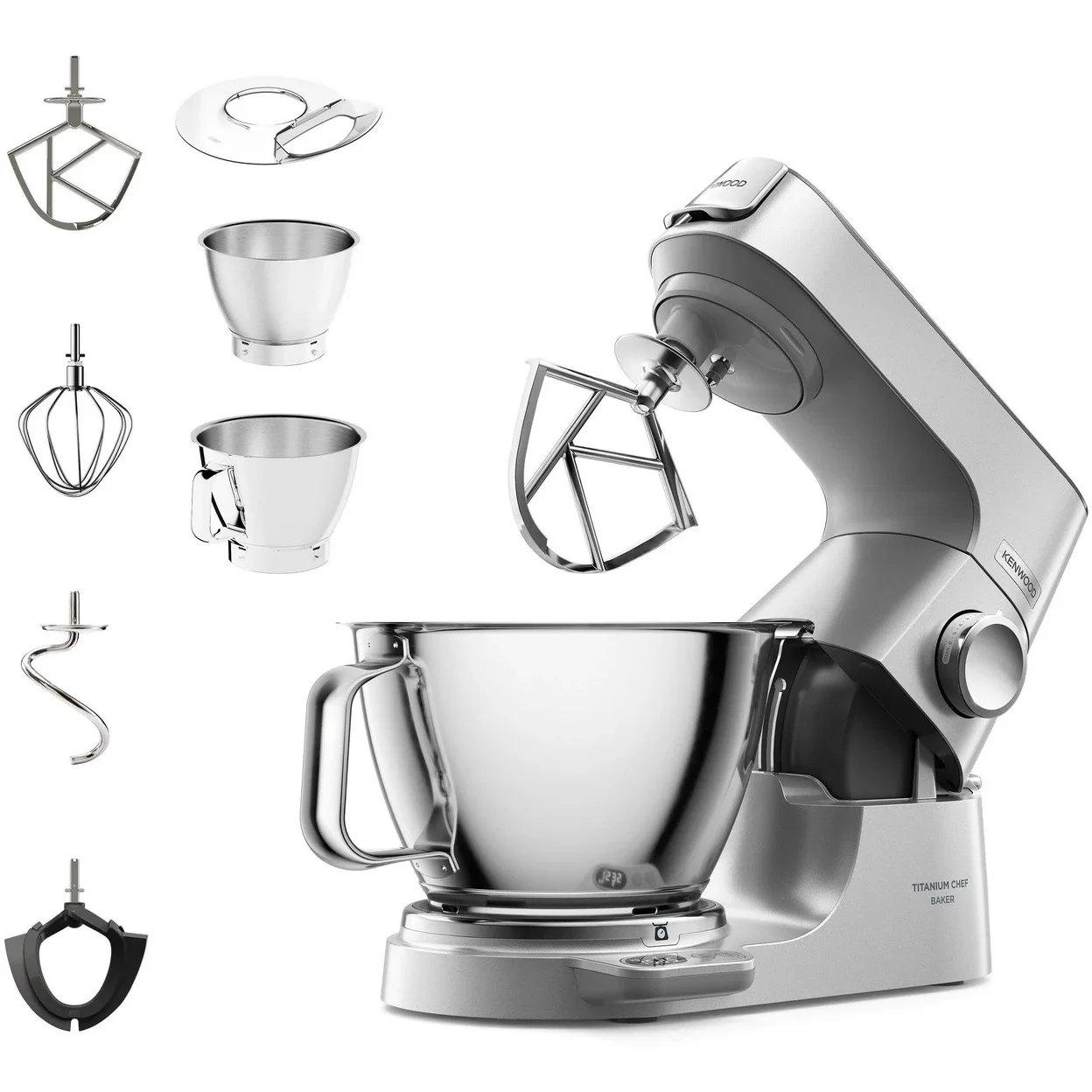 Küchenmaschine Kenwood Titanium Chef Baker KVC85.004SI mit integrierter Waage und 5-l-Edelstahlschüssel