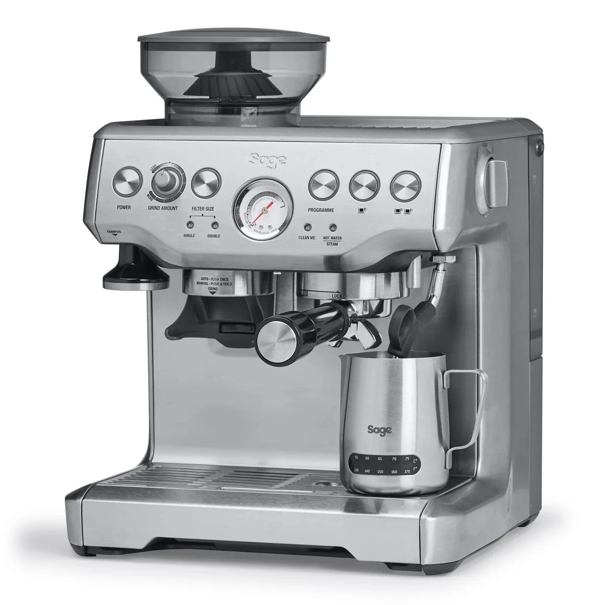 Siebträgermaschine Sage the Barista Express SES875BSS2EEU1A mit 15 bar Pumpendruck und 2 l Wassertank